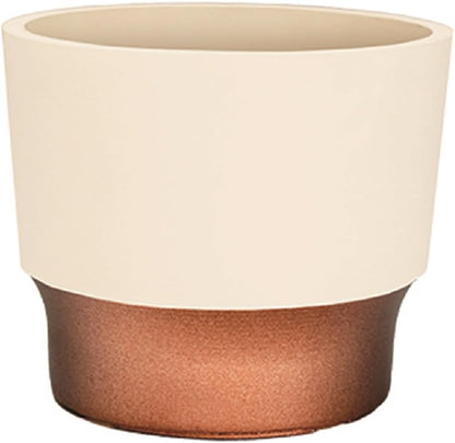 The HC Companies 3" Round Premium Plastic Sprite Pot Succulent Planter with Drainage - Vanilla Bisque with Copper Bottom Color