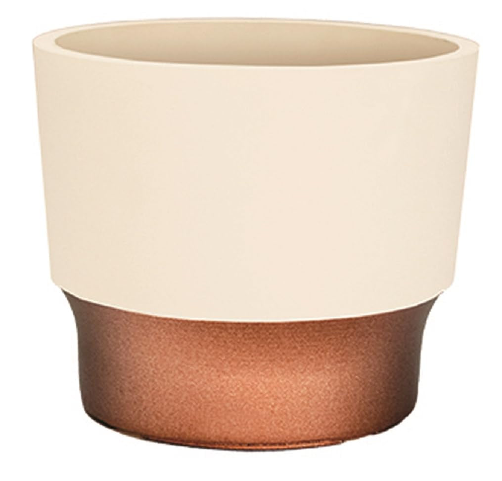 The HC Companies 3" Round Premium Plastic Sprite Pot Succulent Planter with Drainage - Vanilla Bisque with Copper Bottom Color