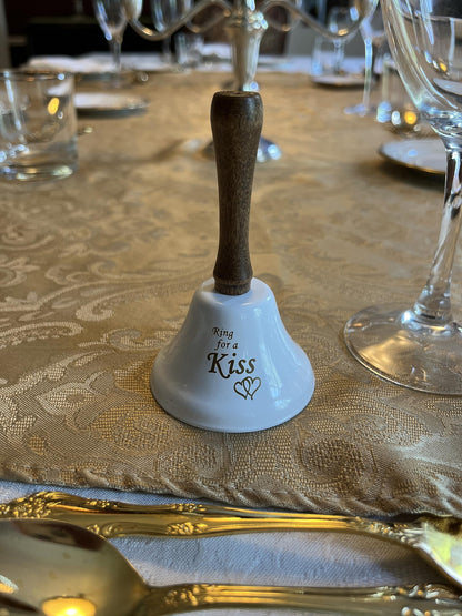 Bevin Bells Ring for a Kiss Wedding Bell | Loud Cowbell, Tea Bell or Ornamental Bells | Party Bell | Wedding Reception & Rehearsal Dinner Bells | Countertop Service Call Bell | Made in CT, USA