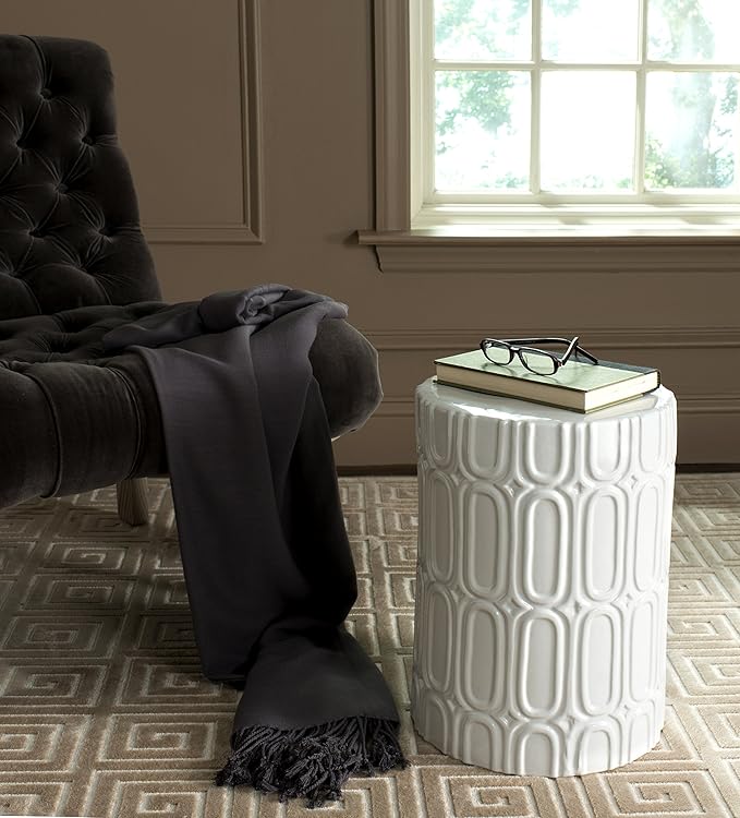 Safavieh Castle Gardens Collection Melody Antique White Glazed Ceramic Garden Stool