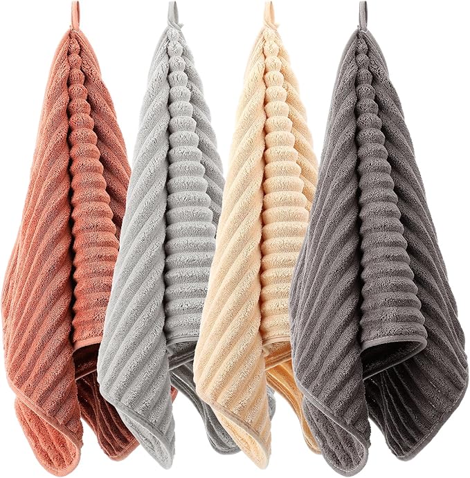 4 Pcs Hand Towel for Bathroom 14 x 30 Inch Neutral Microfiber Quick Dry