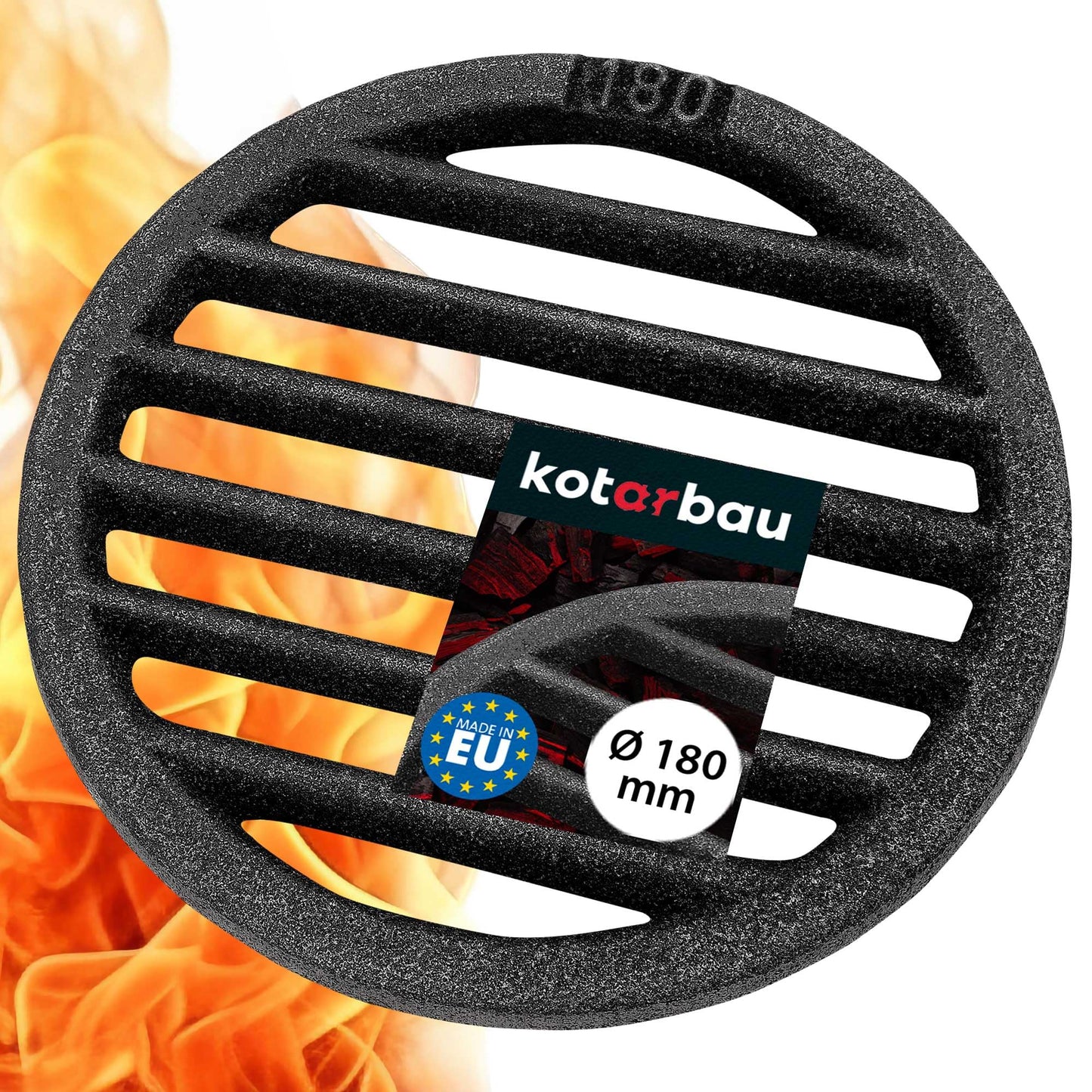 KOTARBAU 5907465917032 Kaminrost Fireplace Grate, Black, Ø 18 cm