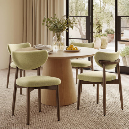VASAGLE Wooden Dining Chairs Set of 4, Upholstered Kitchen Chairs with Solid Wood Legs, Ergonomic Curved Backrest, Built-in Handle, Mid Century Modern, for Kitchen Dining Vanity, Sage Green