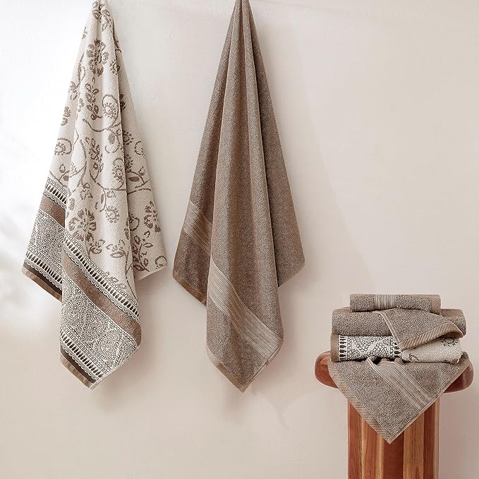 Modern Threads Ophelia 6-Piece 100% Cotton Towel Set – Reversible Yarn Dyed