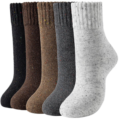 Pleneal Wool Socks for Women - 5 Pairs Womens Winter Wool Socks, Warm Winter Sock for Women Men Vintage Crew Sock Casual