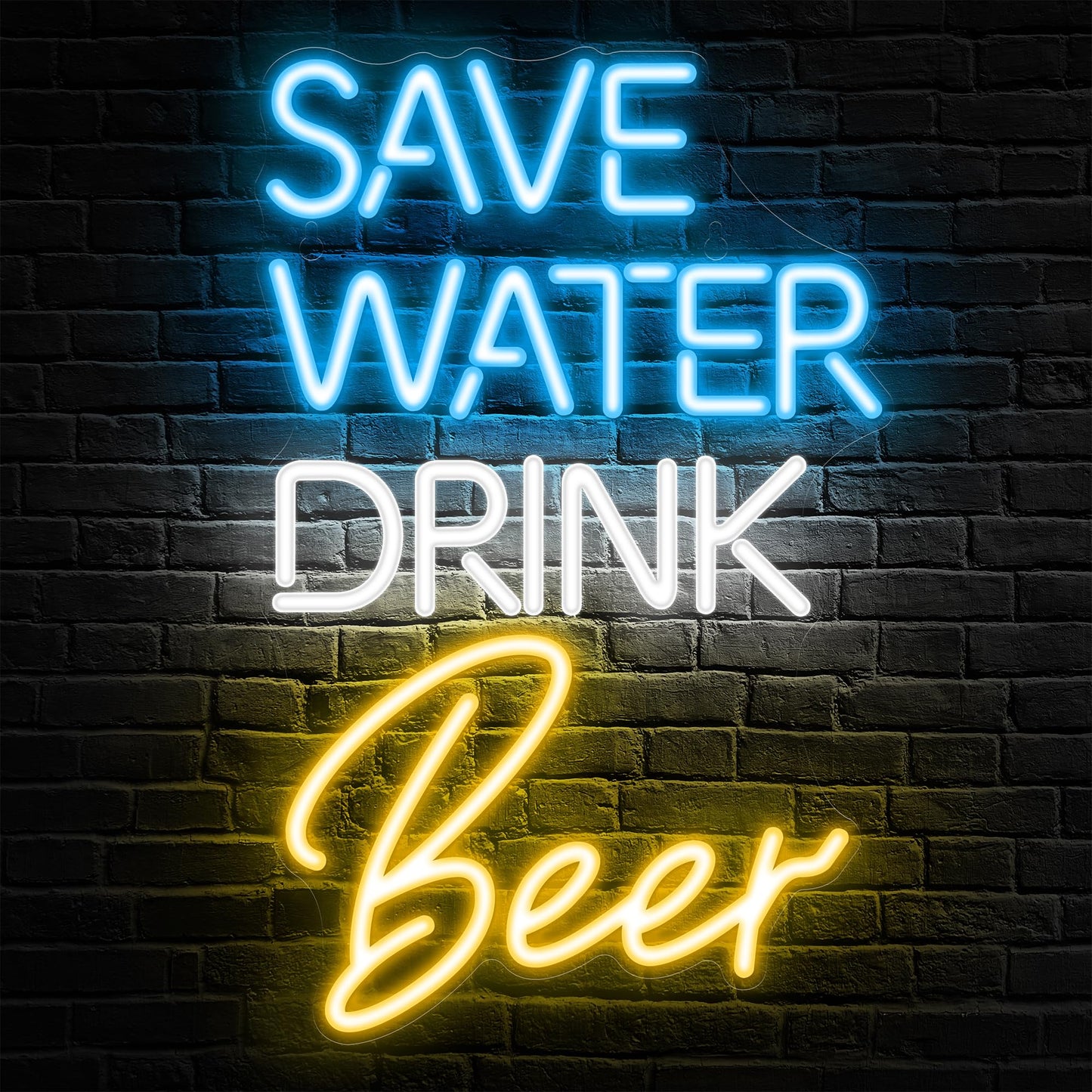 Kavaas Save Water Drink Beer Neon Sign, Neon Beer Signs for Man Cave, Home Bar, Pub, Wall Decor - Best Gifts for Beer Lovers, Birthday, Christmas