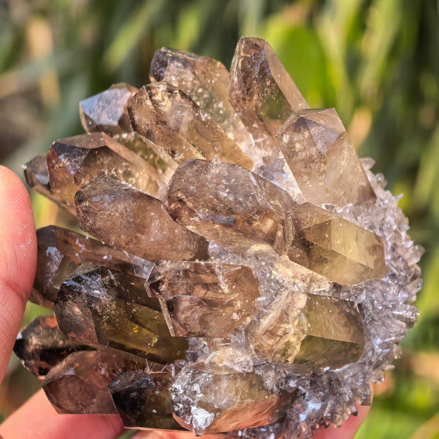 NsmjodStone Crystal Cluster Reiki Healing Stone Natural Quartz Point Mineral Crystal Specimen Home Decor Gift (About 220g Smoky Quartz)