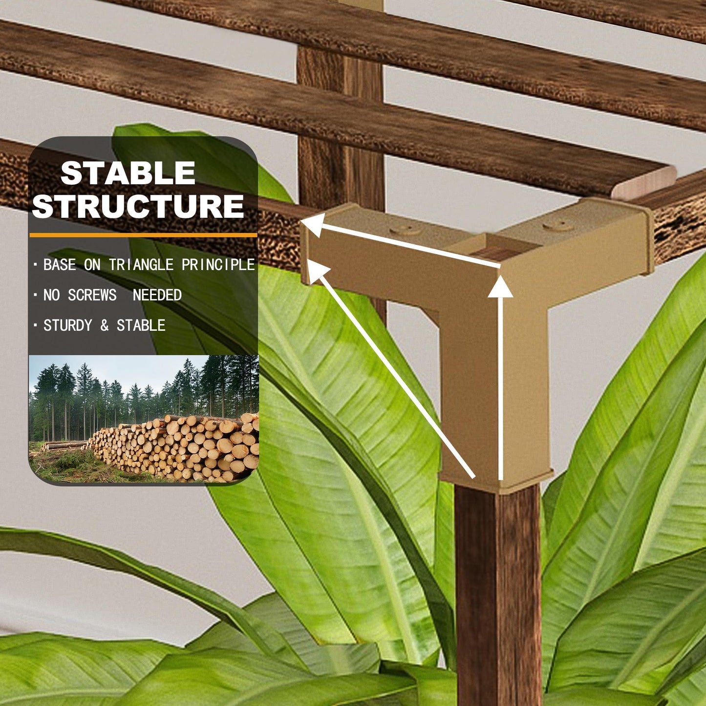 HOMKIRT Plant Stand with Grow Light, Lighted Plant Shelf Indoor for Multiple Plants, Wood Tall Plant Rack with Grow Lights Flower Stand for Corner, Living Room, Patio, Garden