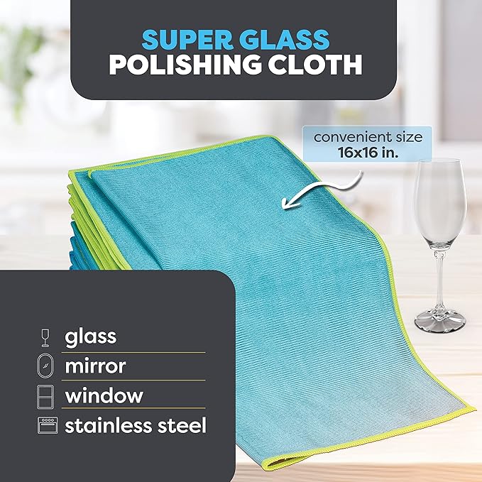 SCRUBIT Microfiber Cloths for Glass – Lint Free Window Cleaning Cloth for