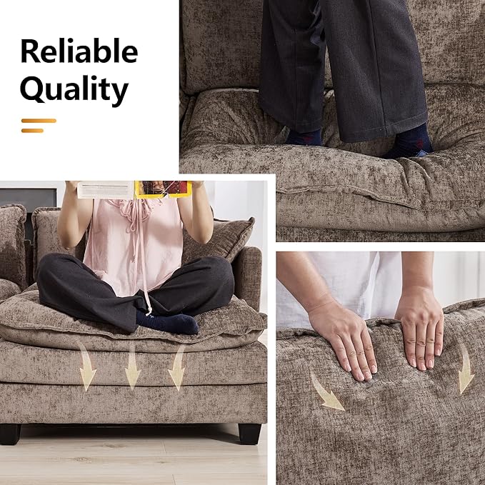 113'' V Shaped Cloud Sectional Sofa, Oversized Deep Seat Couches
