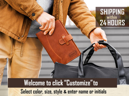 100% Genuine Leather Journal Engraved Name or Initials – Crafted in USA – Personalized Gift for Business, College, Travel, Work – Refillable Lined Pages Notebook for Writing – Journal for Men & Women
