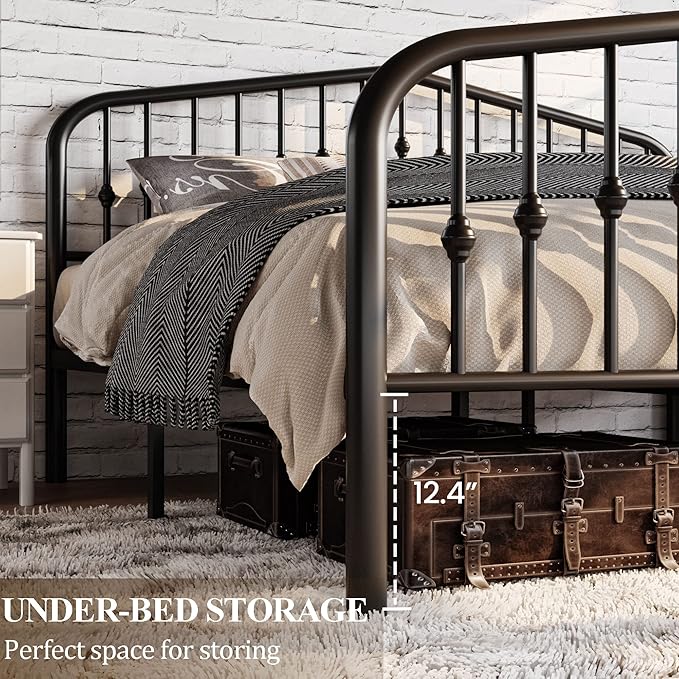 SHA CERLIN King Size Metal Platform Bed Frame
