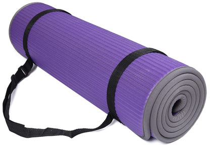 Fitvids All-Purpose 2/5-Inch (10mm) Extra Thick High Density Anti-Slip Exercise Pilates Yoga Mat with Carrying Strap, Multiple Colors