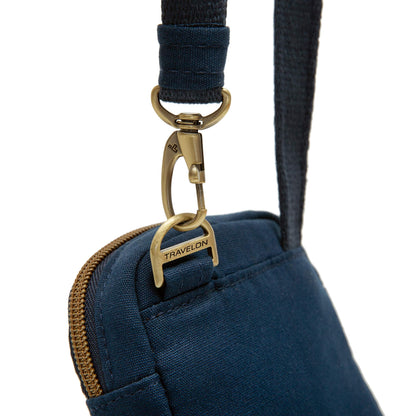Travelon Unisex Adults Anti-theft Courier Mini Crossbody Cross Body Bag, Navy, 4.5 X 6.5 X 1.75 US