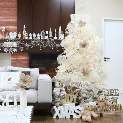Sea Team Multi-Size Shatterproof Clear Plastic Christmas Ball Ornaments, Pendants, Drops, Finials, Decorative Xmas Tree Baubles Set with Stuffed Delicate Decorations (32 Counts, Champagne)