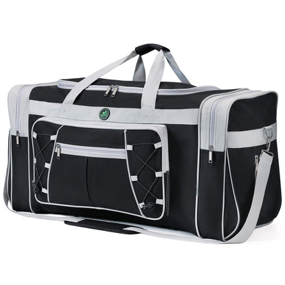Travel Duffle Bags for Men 26" Black Weekender Over Night Carry On Bag, Lightweight Extra Large Oxford Duffel Gym Sturdy Luggage Water-proof foldable Holdall