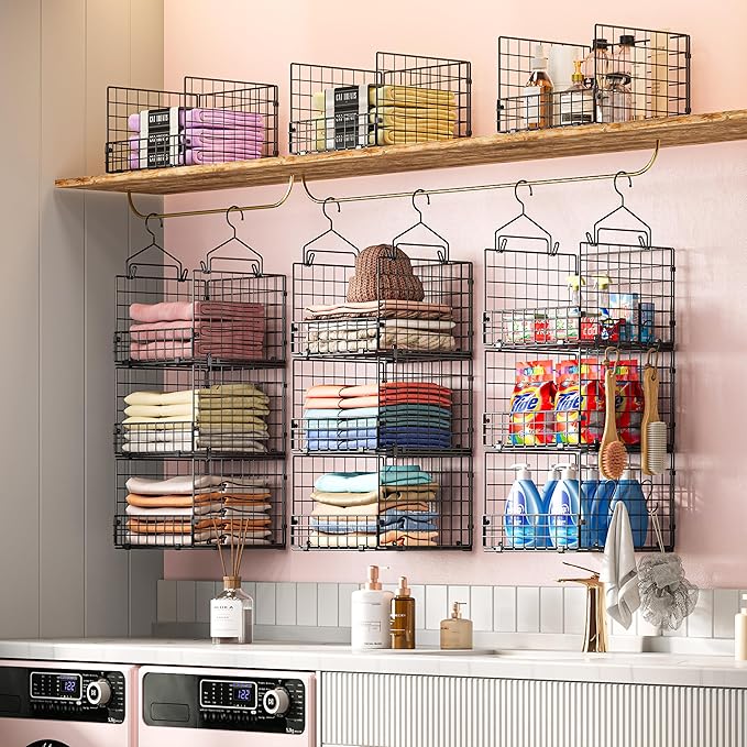 Sonyabecca 3-Tier Hanging Closet Organizer, Foldable Cabinet Wire Storage