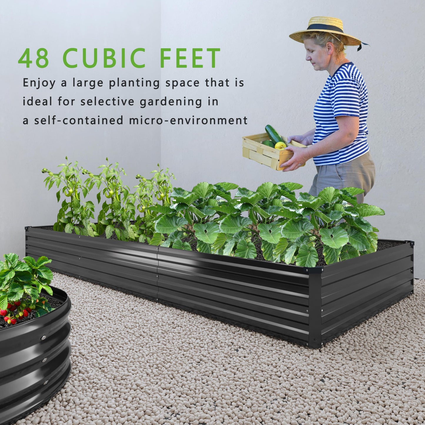DIIYIV 2PCS 12x4x1FT Galvanized Raised Garden Bed Kit,Vegetable Boxes-Rectangle Metal Flower Box,Large Planter Raised Beds Outdoor Garden for Planting,Fruit,Herb-Black