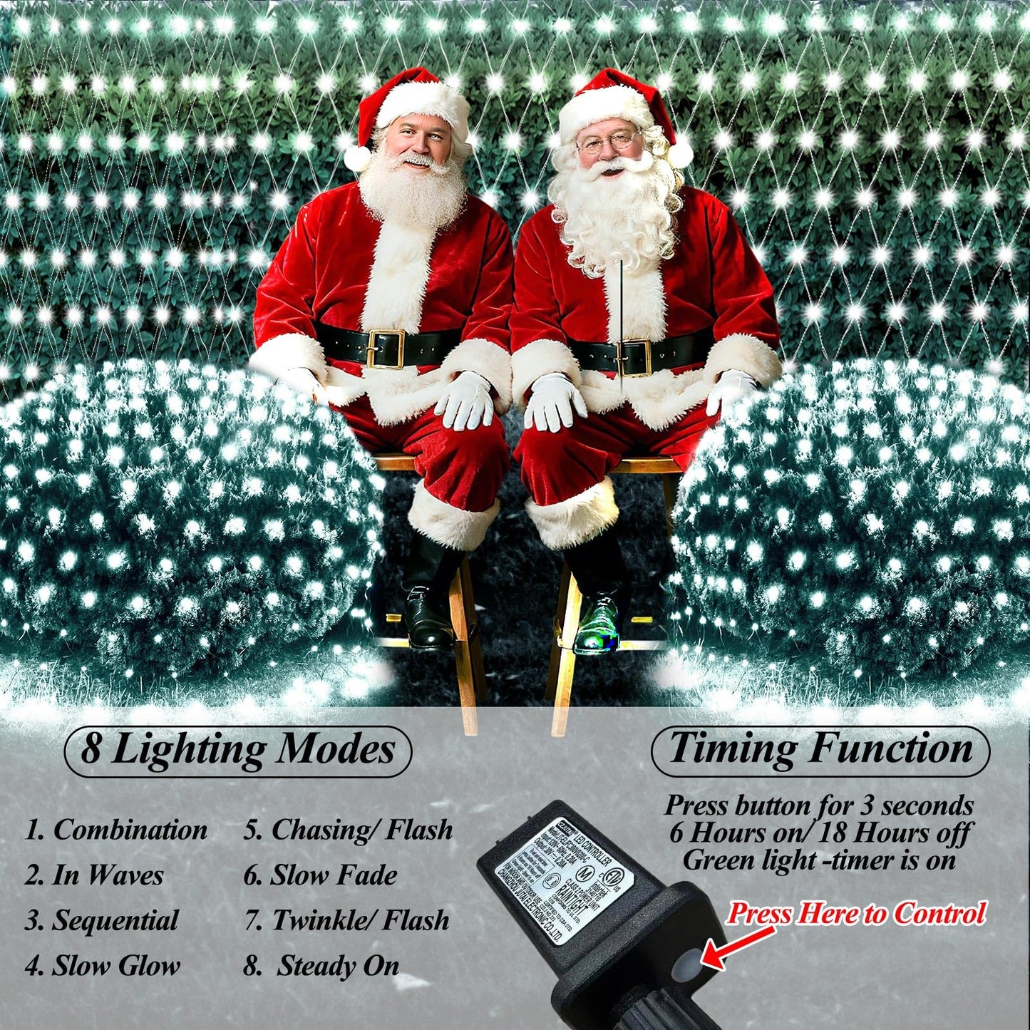 Lovelite 10ft x 10ft Net Lights, 280LED Gazebo Lights Outdoor 8 Modes Timer, Waterproof Connectable Christmas Light Clear Wire Large Size for Bushes Patio Pergolas Garden Holiday Party - Cool White