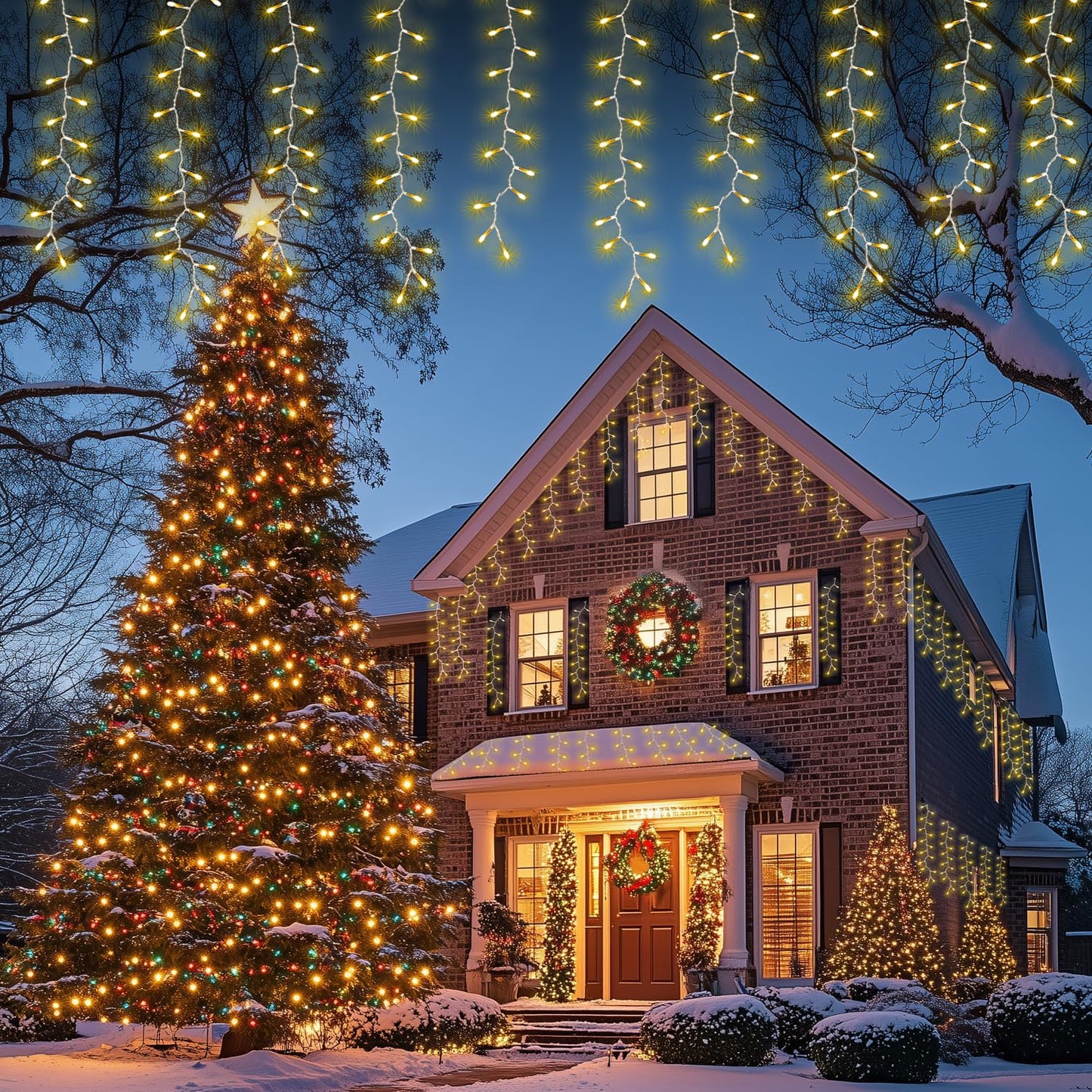 AWQ 26 FT 320 LED Christmas Icicle Lights, Twinkle Icicle String Lights with 13 Modes, Timer & Memory Function, Waterproof Christmas Light for Indoor Outdoor Wedding Party Xmas Decor