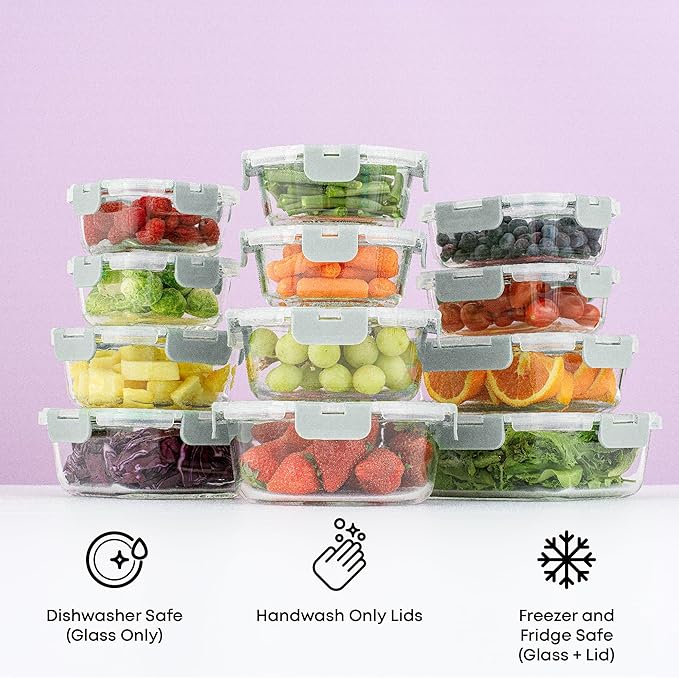 JoyJolt 24pc Borosilicate Glass Storage Containers