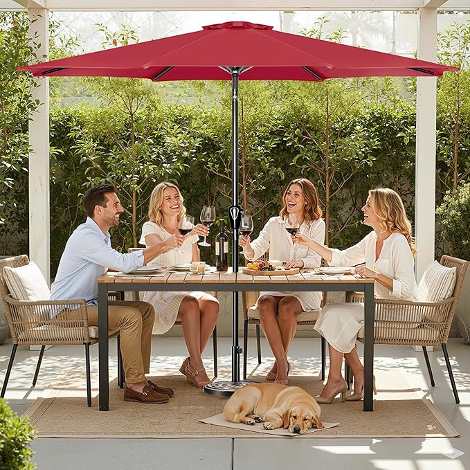 Simple Deluxe 9' Patio Umbrella Outdoor Table Market Yard Umbrella with Push Button Tilt/Crank