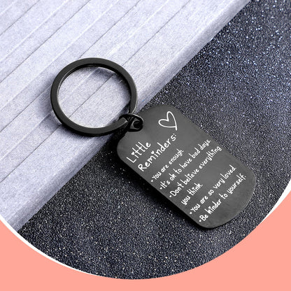 Heclia 3 PCS Litter Reminders Keychain Inspiration Keychain Gifts for Women Men Mental Health Gifts Set Affirmation You Are Enough Keyring Printed Encouraging Quotes Key (Black, Silver, Rose Gold)