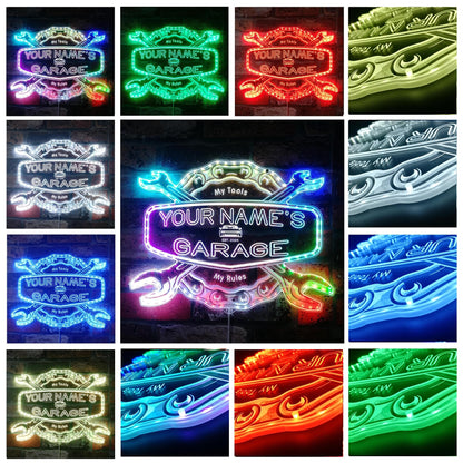 ADVPRO Personalized Your Name Garage Man Cave RGB Dynamic Glam LED Sign - Cut-to-Edge Shape - Smart 3D Decoration - Multicolor Signage st06s64-fnd-pp1-tm-c