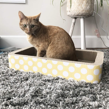 Petrageous 13079 Jerrys Rectangular Corrugated Cat Lounge Scratcher 20-Inch Long 12-Inch Wide 3.5-Inch Tall with Cat Nip is Great for Cats, Yellow (Pack of 1)