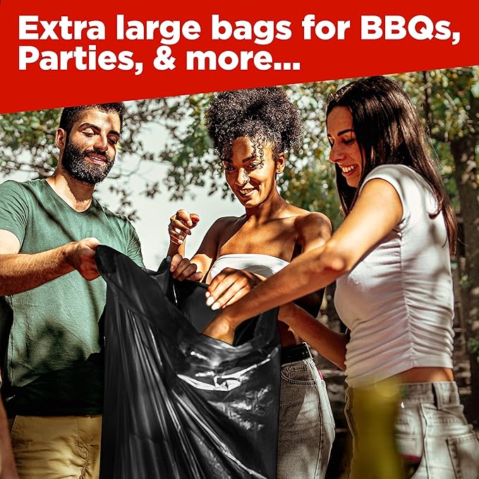 ToughBag 65 Gallon Trash Bags – 50x48" Large Black Garbage Can Liners – Made in