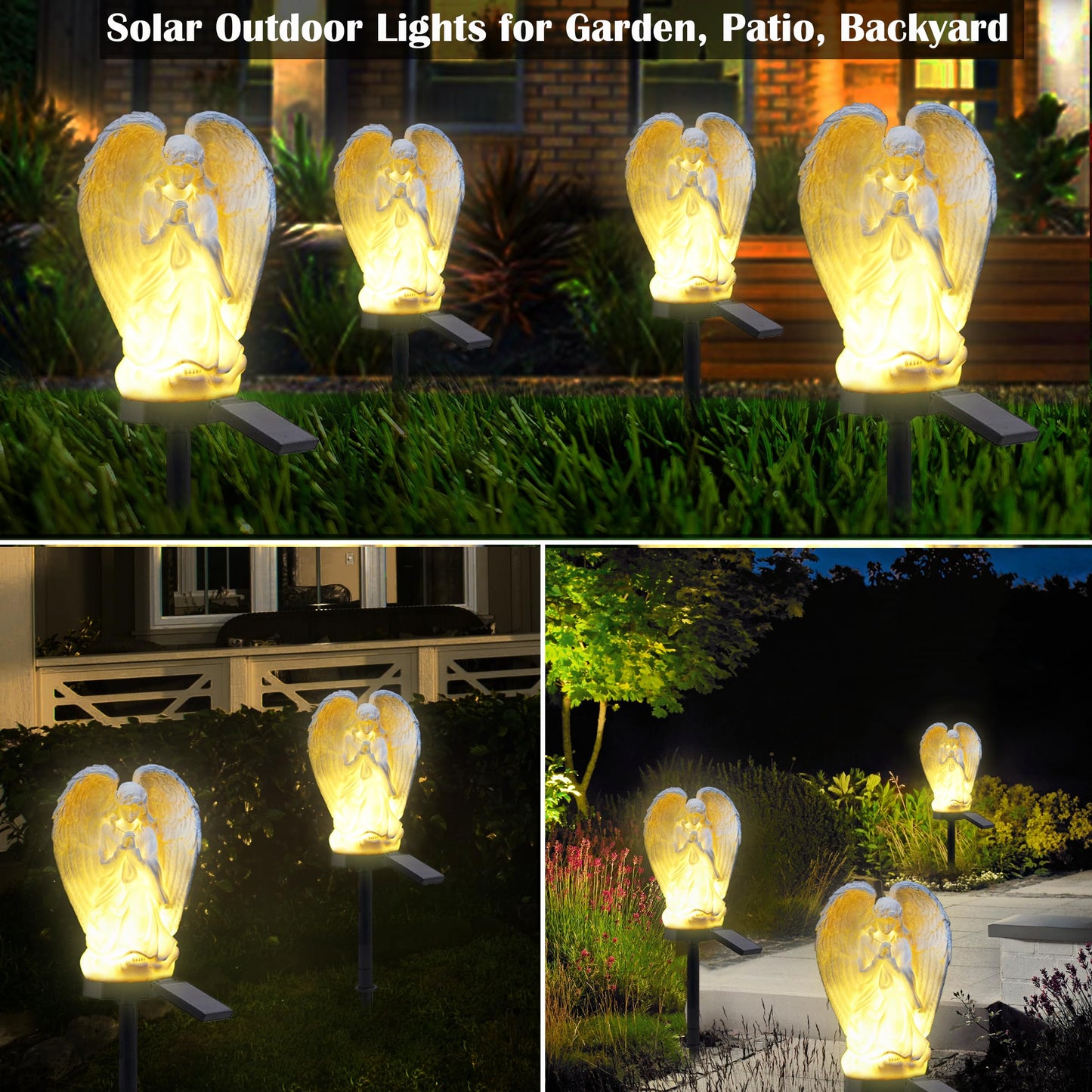 LEAHPENG Angel Solar Lights Outdoor Garden Waterproof Decorative Stake Light for Yard Patio Pathway Lawn Ornaments Garden Decor Christian Christmas Decorations Gifts