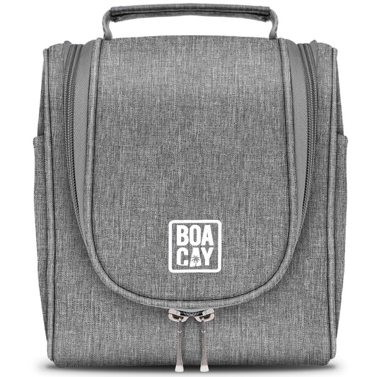 BOACAY Small Hanging Travel Toiletry Bag for Women & Men, Makeup Bag, Shower & Wash Bag, Organiser Kit for Cosmetics, Essentials, Travel Accessories (S) Quartz Gray