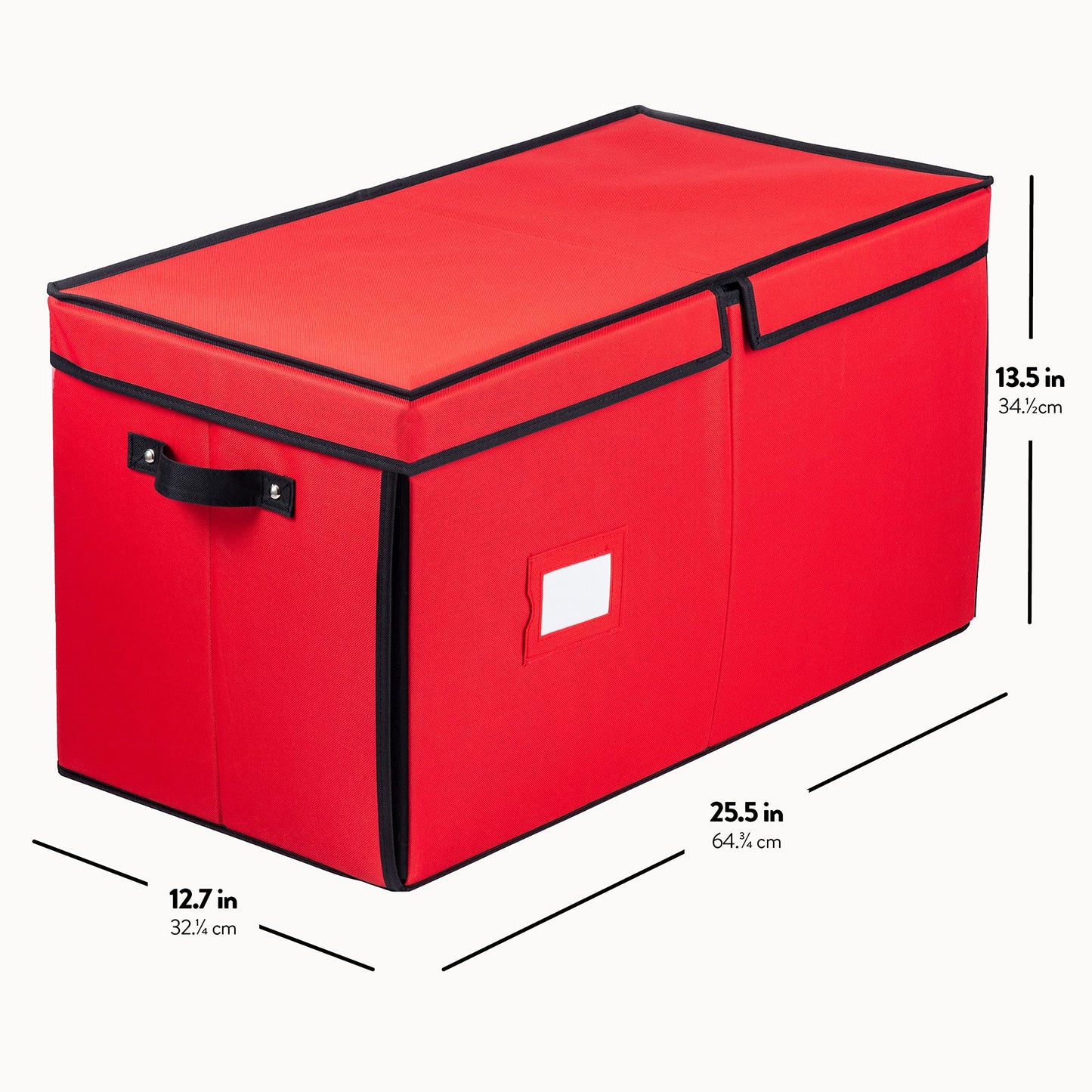 ZOBER Christmas Ornament Storage Box - Stores 128 3" Ornaments with Drawer Style Trays - Tear Proof 600D Oxford Fabric - Ornament Organizer Storage Box, Durable Christmas Containers Holder - Red