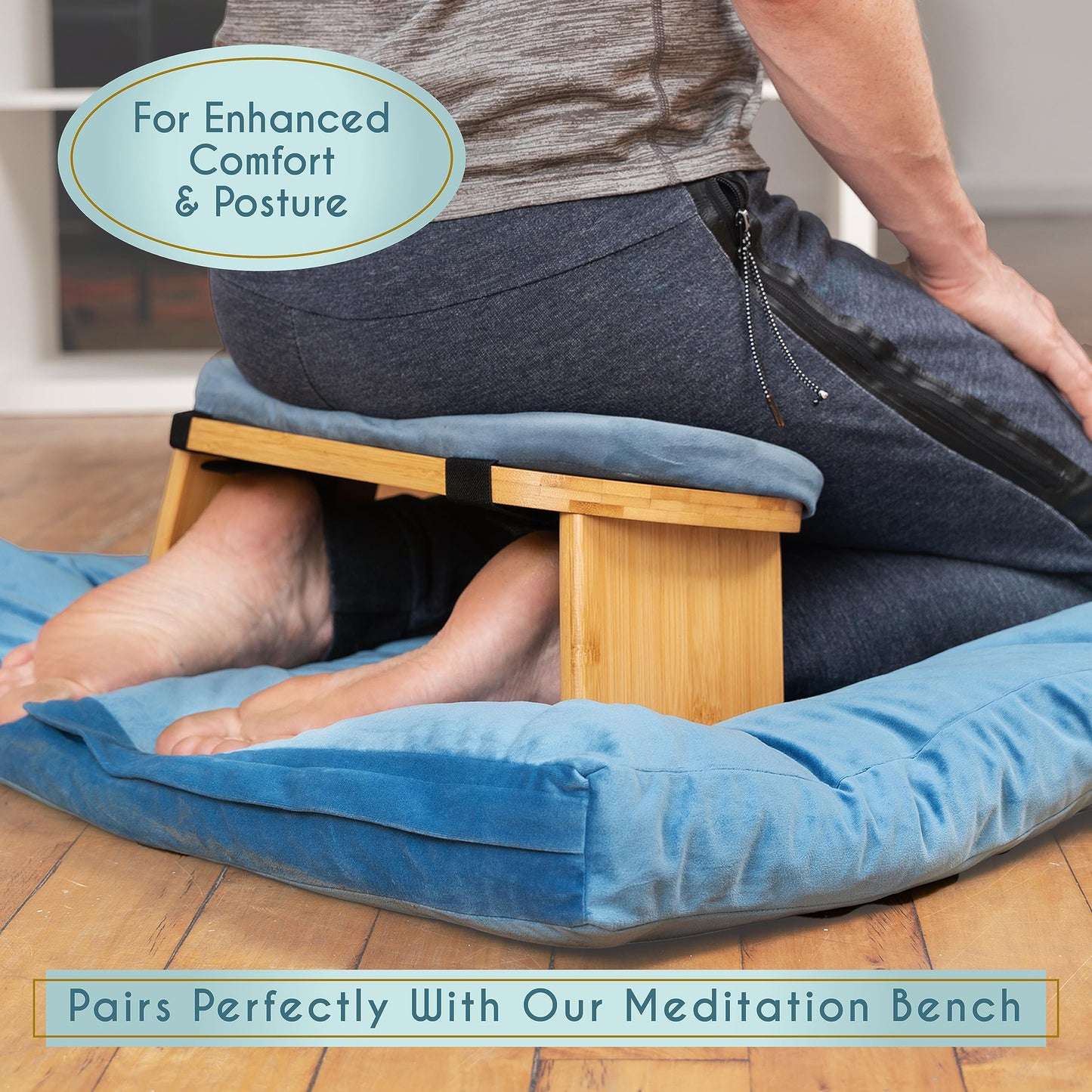 Florensi Meditation Mat Zabuton, Velvet Floor Cushions for Sitting, Meditation Cushions and Pillows with 100% Cotton Insert, Yoga Cushion for Women and Men, Pairs Perfectly with Yoga Bench