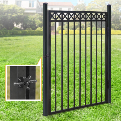 Fencer Wire 100FT Heavy Duty Pinnacle Fence Barrier Kit, Anti-Rust Metal Steel Fence with 5FT Height X 6FT Width Panels, with Decorative Gate, Posts, Connectors, Outdoor Fencing for Yard