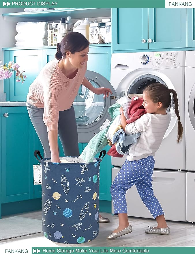 FANKANG Storage Basket, Nursery Hamper Canvas Laundry Basket Foldable