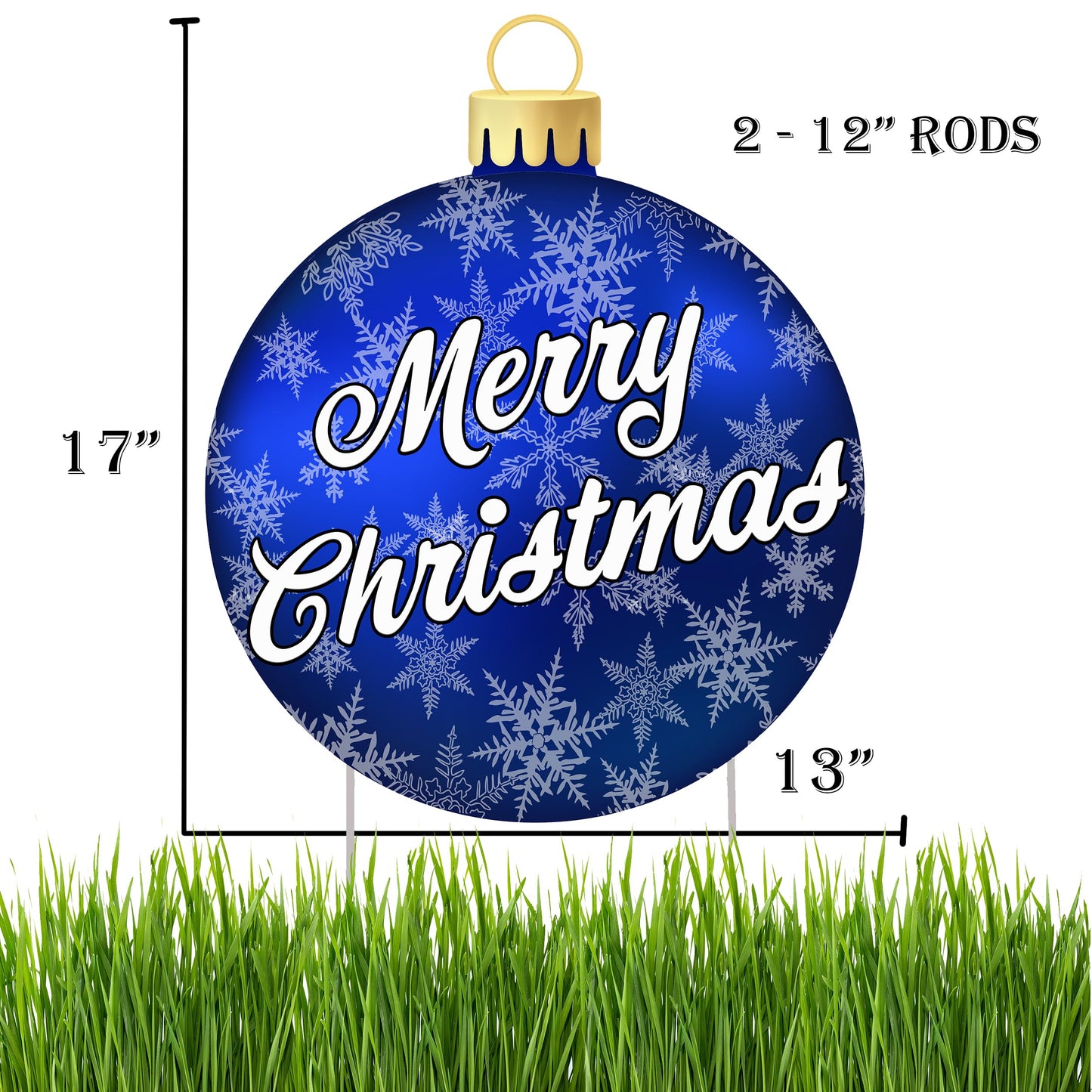 Rogue River Tactical Merry Christmas Classic Yard Sign Home Decor Lawn Decoration With Stakes, Blue Ornament