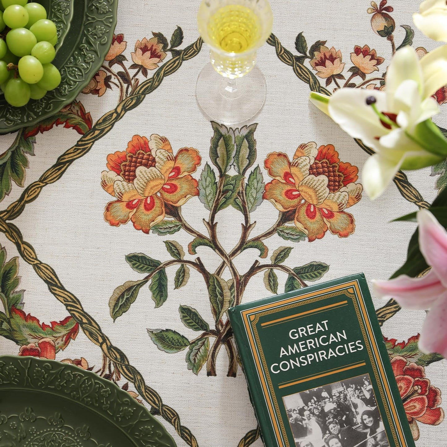 patdrea Vintage French Linen Tablecloth,Round,Diameter 55"-Santiago C