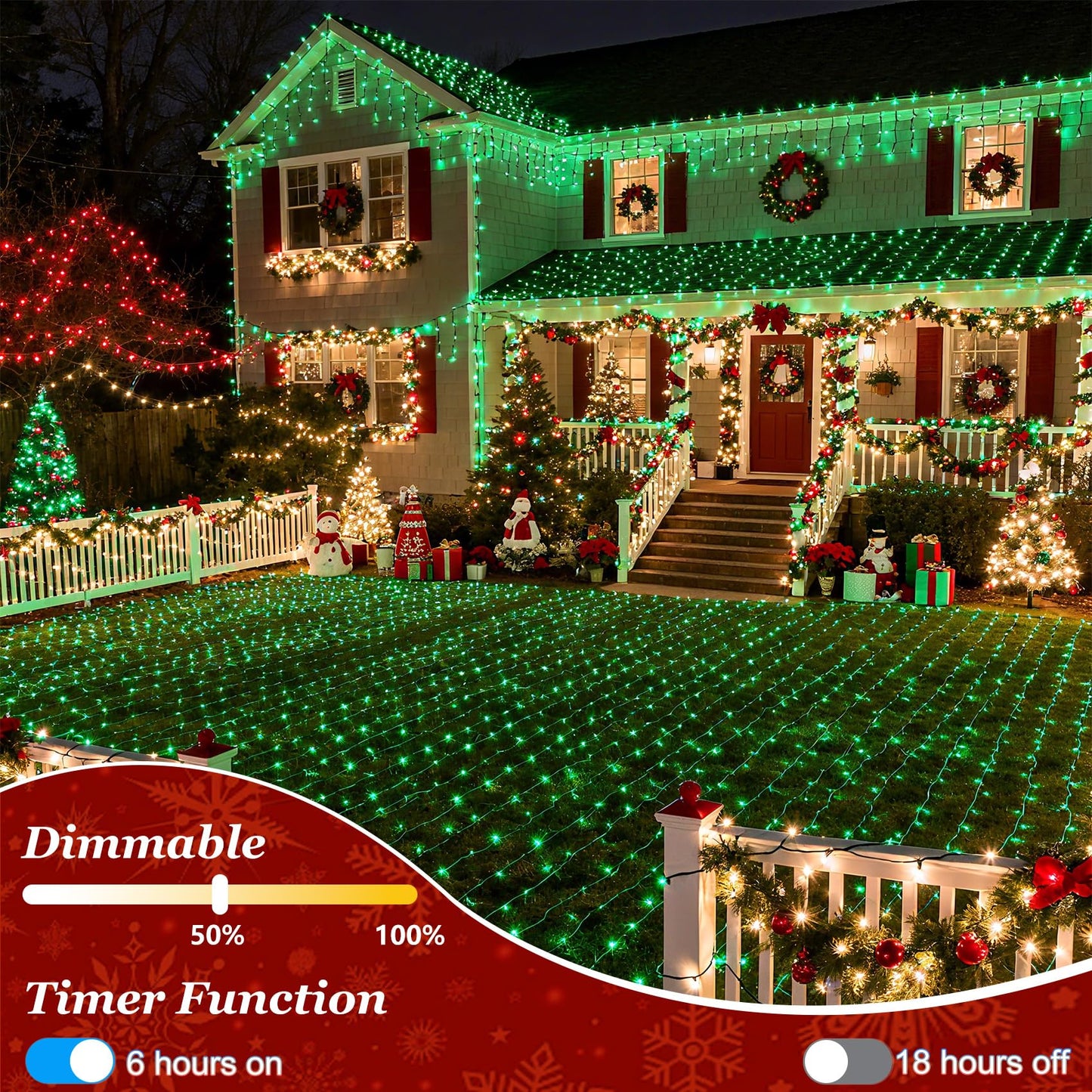750 LED Christmas String Lights Outdoor, 240FT Twinkle Fairy Lights with Timer & Memory, 12 Modes Dimmable Waterproof St Patricks Day Decorations for House Patio Wedding Party Christmas, Green