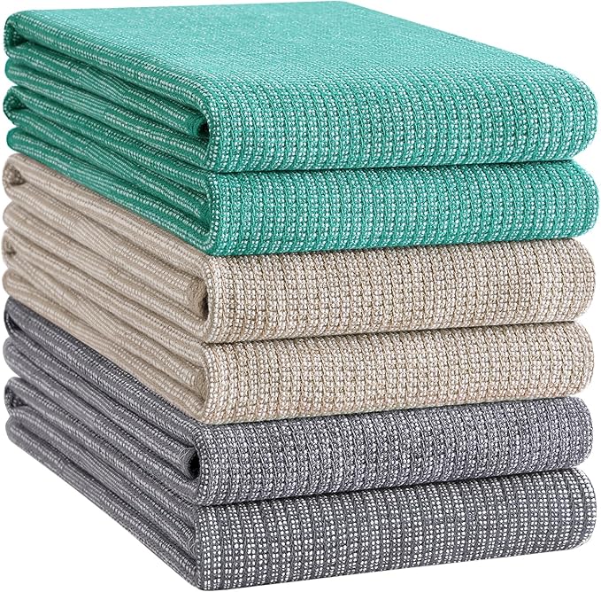 Homaxy Premium Kitchen Towels, Large Cotton Kitchen Hand Towels, Flat and Terry