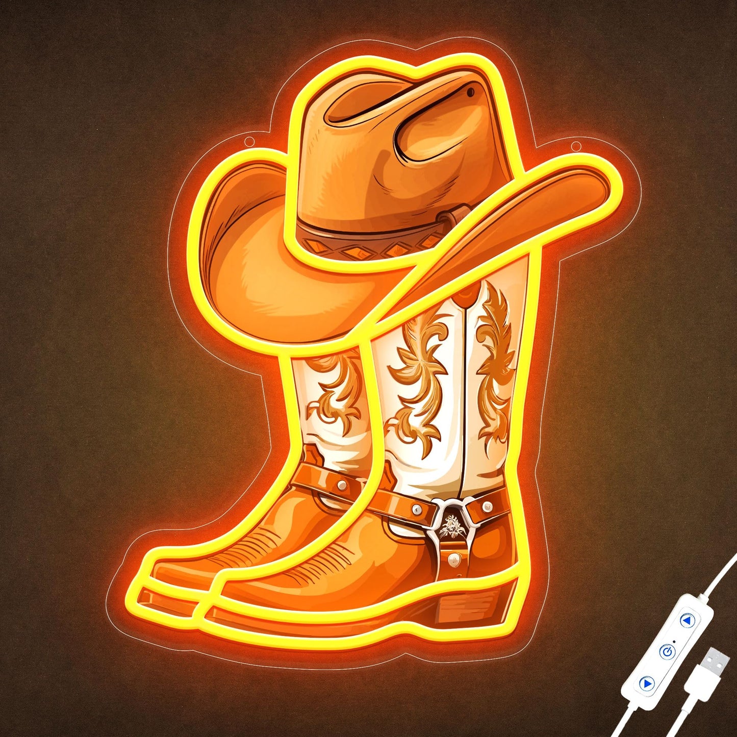ZLOOREE Cowboy Boot with Hat Neon Signs for Wall Decor, Western Cowboy LED Sign Light Up, Dimmable Neon Light for Game Room Man Cave Bedroom Bar Party Birthday Gifts