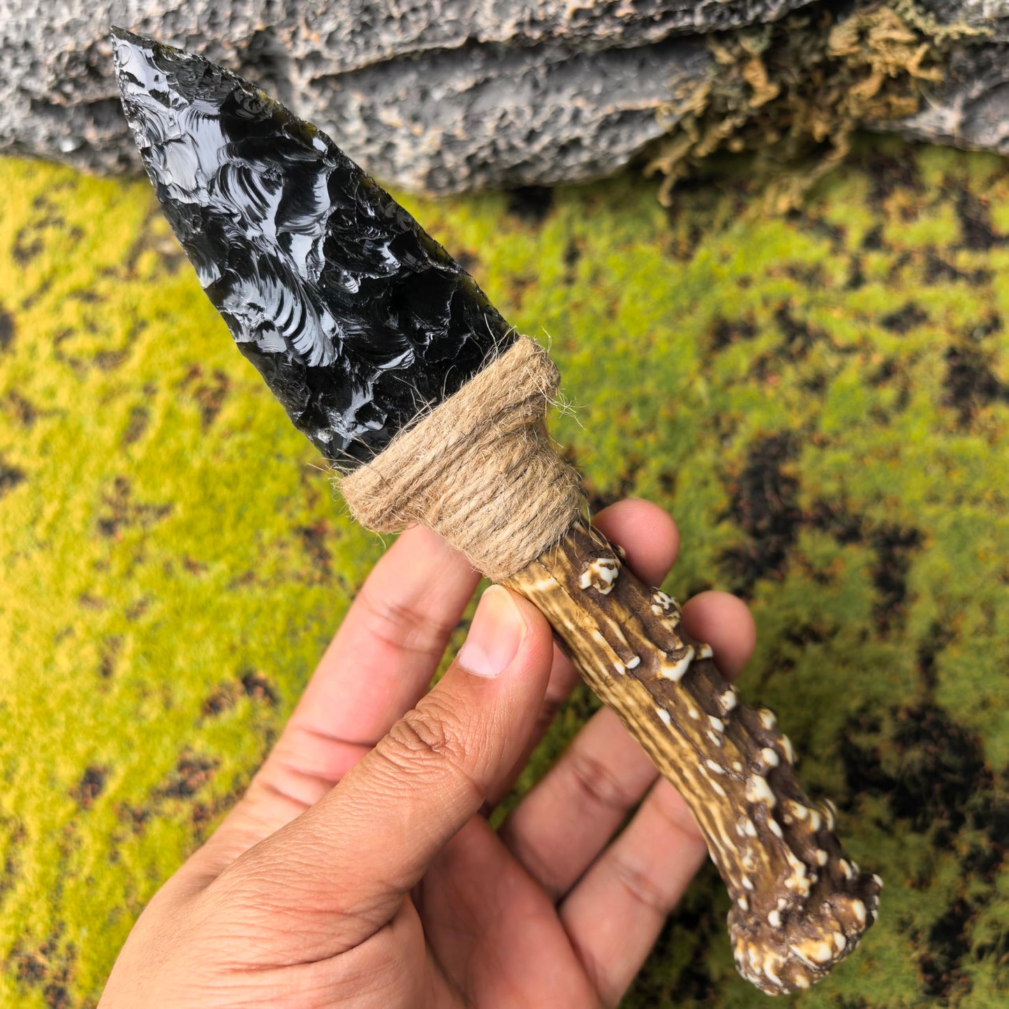 Obsidian Knife Dagger Arrowhead Healing Chakra Stone Arrow Decor Natural Amethyst Gemstone Gift Home Decoration,Quartz Crystal Sculpture Sword Collection Gifts (Obsidian Knife A)