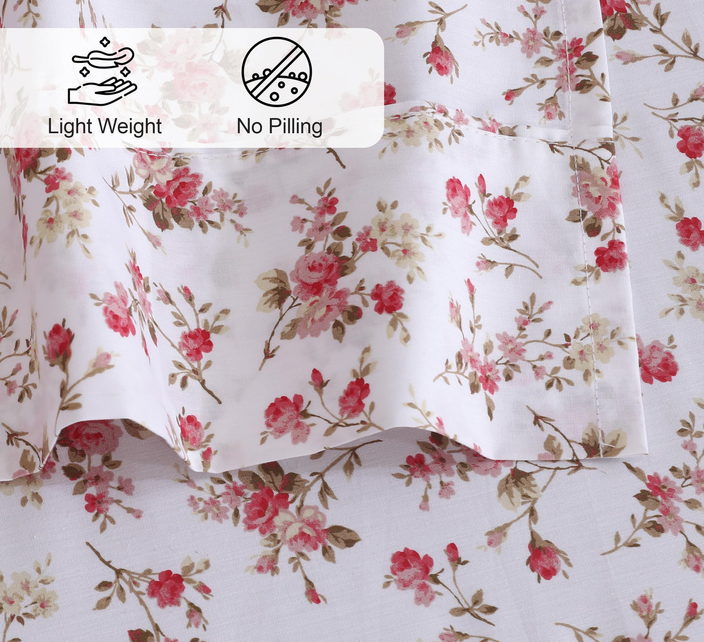 RUVANTI 100% Cotton Percale Sheets Queen Size, Bouquet