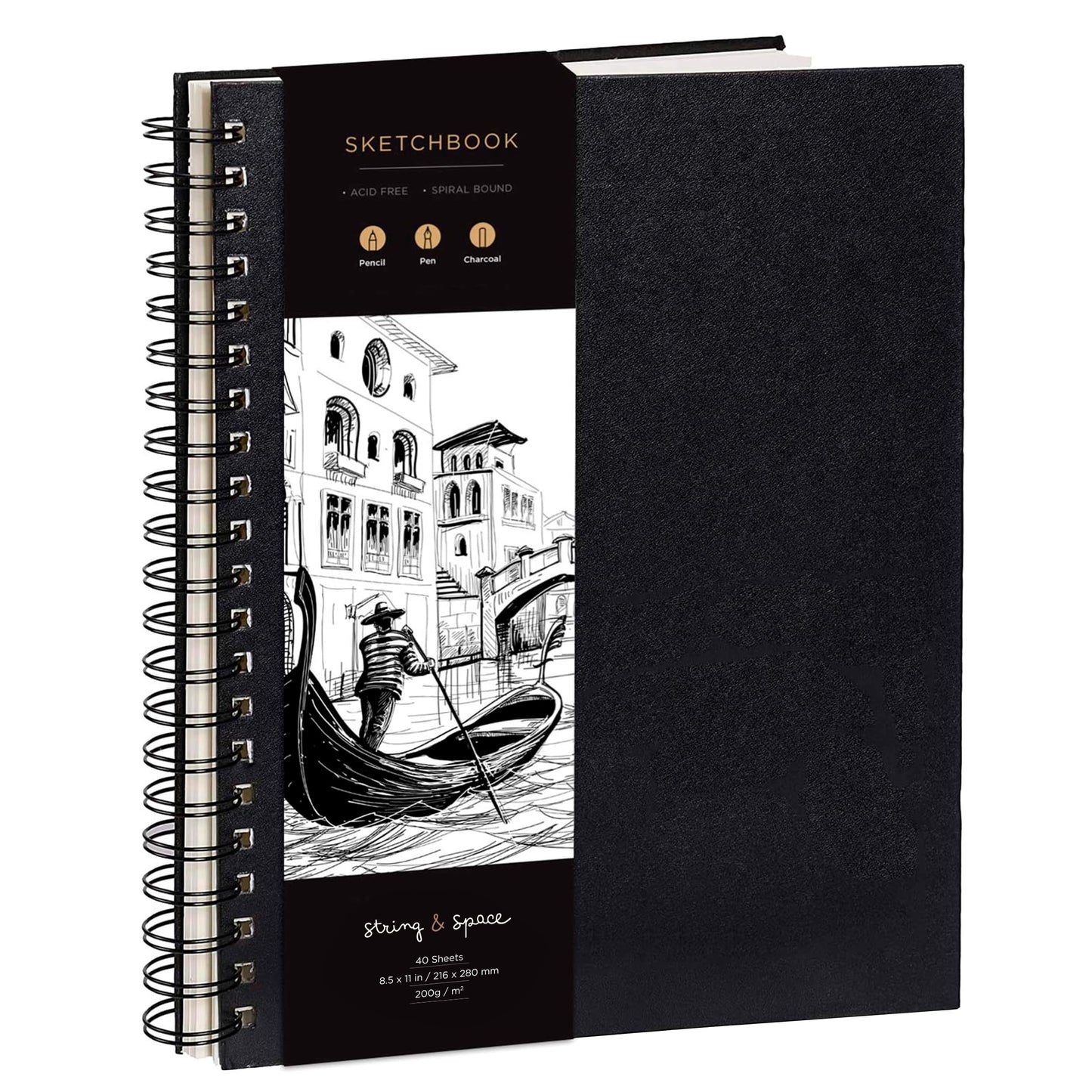 A4 Sketchbook for Artists Hardcover – 200GSM Very Thick Paper – Large Sketch Pad Art Book, Spiral Bound Book for Children – Drawing Book 21.6x28cm, 40 Sheets / 80 Pages