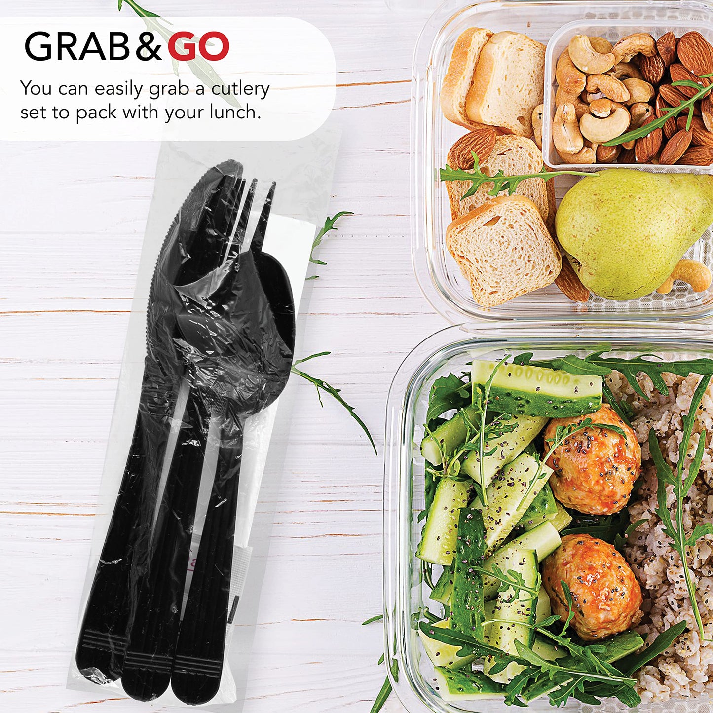 Party Essentials Individually Wrapped Plastic Cutlery Kits/Packets, Includes Heavy Duty Black Fork/Spoon/Knife/Napkin/Salt/Pepper, 250 Sets