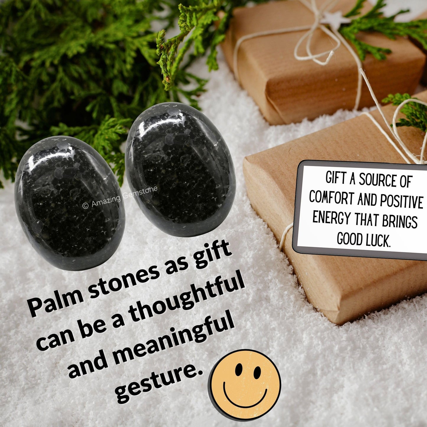 Amazing Gemstone Nuummite Crystals and Healing Stones - Large Palm Stone Crystals Piedra - Crystal for Good Luck, Balanced Positive Energy, Meditation - Unique Stocking Stuffers, Gifts for Women
