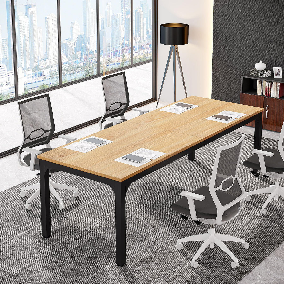 Tribesigns 6.5FT Conference Table, 78.7 Inche Rectangle Meeting Seminar Table, Large Business Tables for 6-8 People (Only Table)