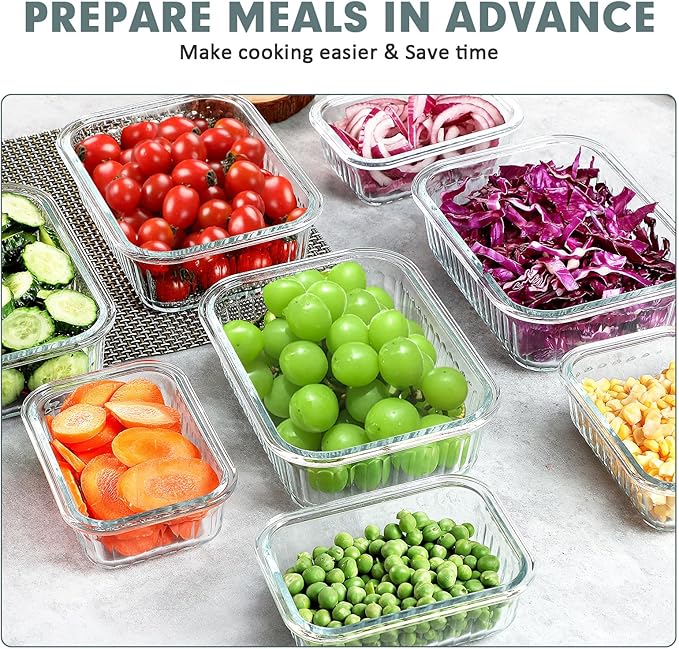 KOMUEE 10 Packs Glass Meal Prep Containers
