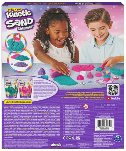 Kinetic Sand Shimmer, Unicorn Bake Shoppe Playset, 453g of Kinetic Sand (Shimmer Teal and Pink Neon), 8 Unicorn Tools, Sensory Toys for Kids Aged 3 and up