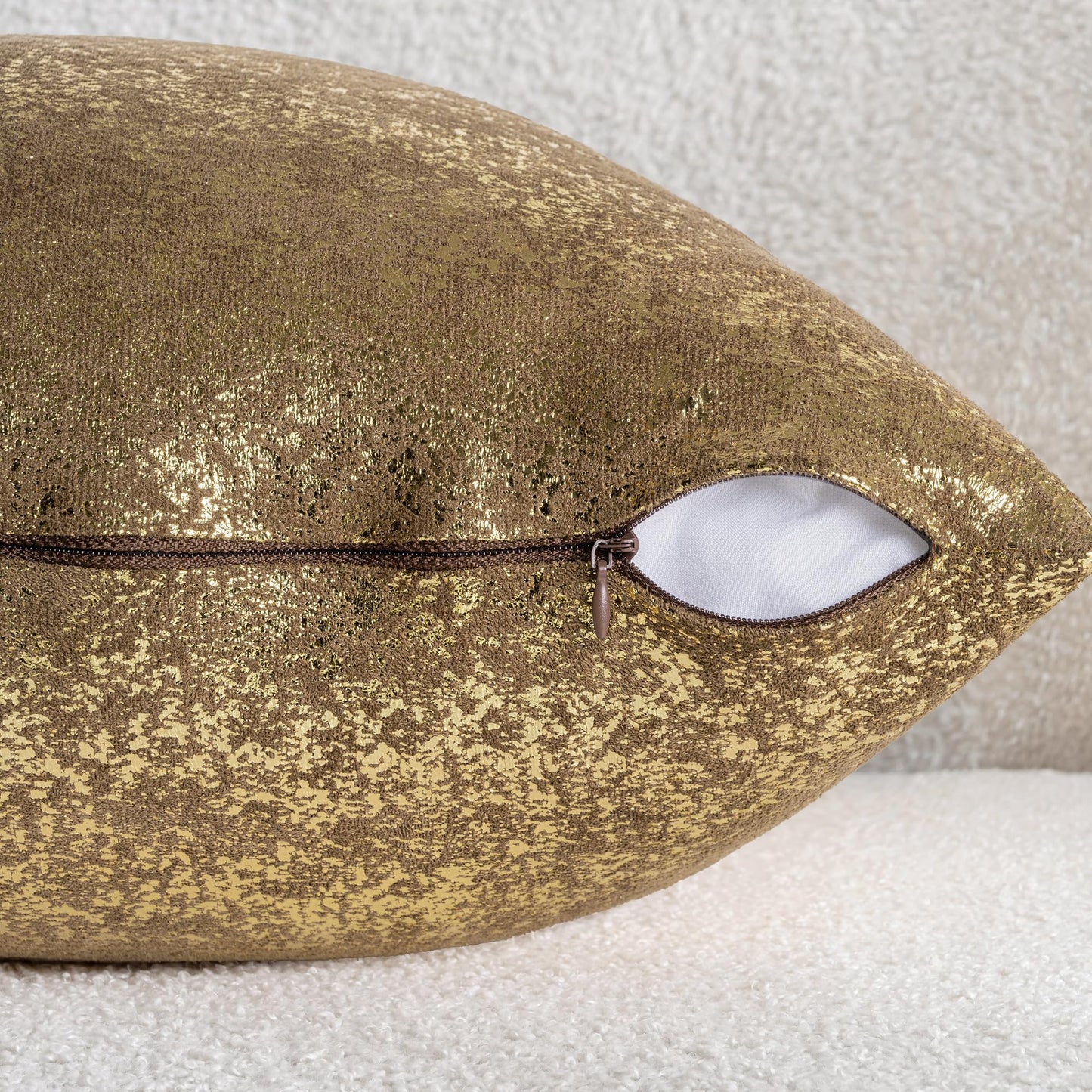 JELLYMONI Sparkling Decorative Pillow Covers Set of 2, Gold Glitter Throw Pillows Cover 22 x 22 Inch for Living Room Bed Sofa Couch, Morden Home Luxury Decor(22x22in,Gold Brown)